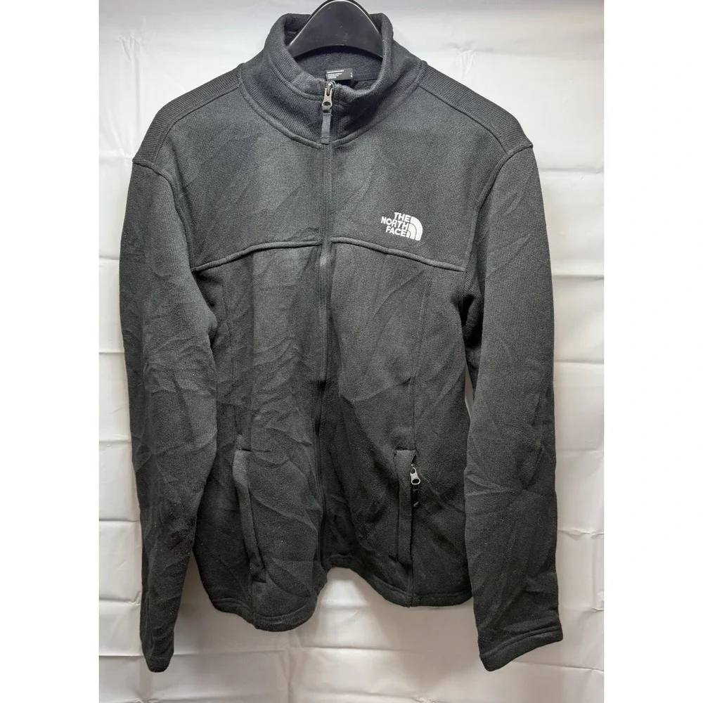 The North Face Mens Large Black Full Zip Sweater Knit Sherpa Lined Fleece Jacket